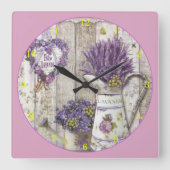 Lavendel-Blume Quadratische Wanduhr (Vorderseite)