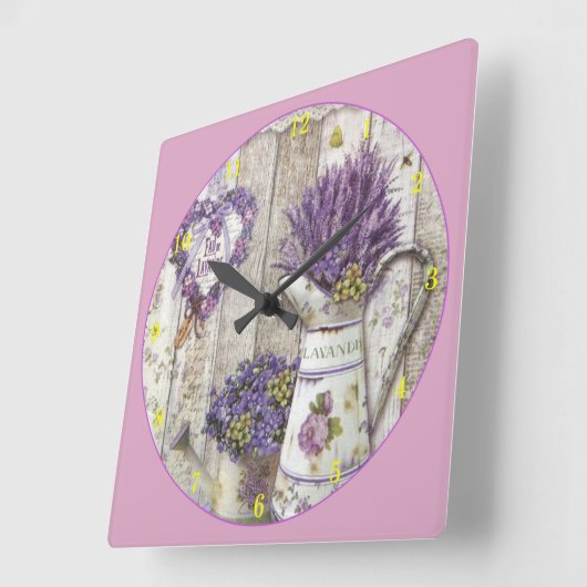 Lavendel-Blume Quadratische Wanduhr (Winkel)