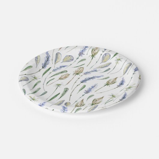 Lavendel Blume Rustikale Flora Pappteller (Schrägansicht)