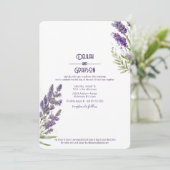 Lavendel Blume Rustikale Lila Hochzeit Einladung (Stehend Vorderseite)