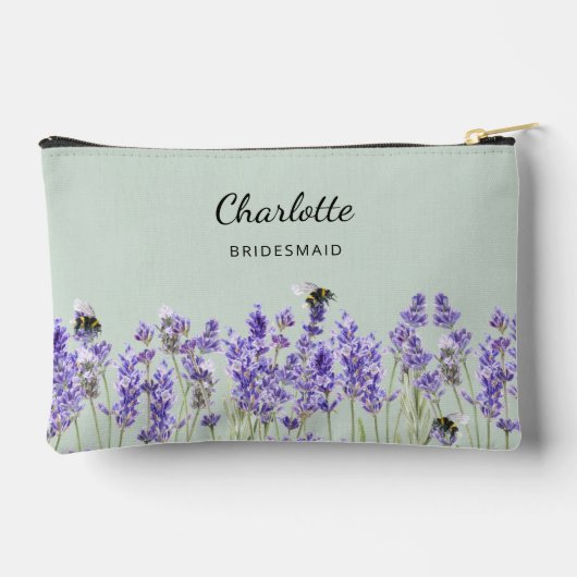 Lavendel Blume Salbei grüne Brautjungfrau Zubehörtasche (Rückseite)