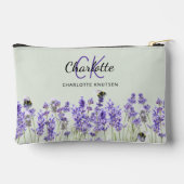 Lavendel-Blume Salbeigrün-Monogramm Zubehörtasche (Rückseite)