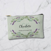 Lavendel-Blume Salbeigrün-Monogramm Zubehörtasche