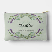 Lavendel-Blume Salbeigrün-Monogramm Zubehörtasche (Rückseite)