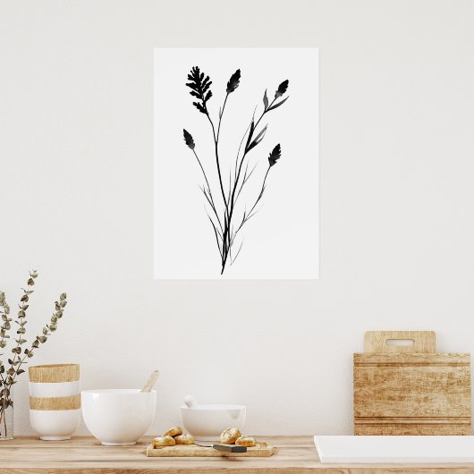 Lavendel Blume Schwarzweiß-Single Poster (Küche)