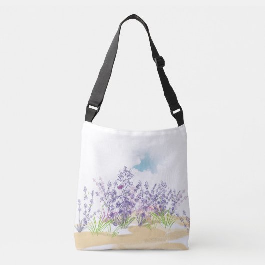 Lavendel-Blume Tragetaschen Mit Langen Trägern (Vorderseite)