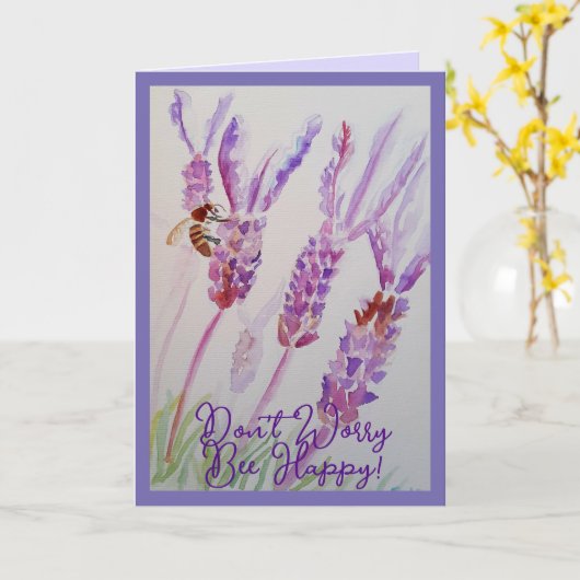 Lavendel Blume und Bee Happy Malerei Karte (Gelbe Blume)