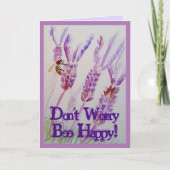 Lavendel Blume und Bienen Wasserfarbe glücklich se Karte (Vorderseite)