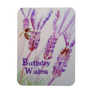 Lavendel Blume und Bienenkarte Geburtstagskarte Magnet
