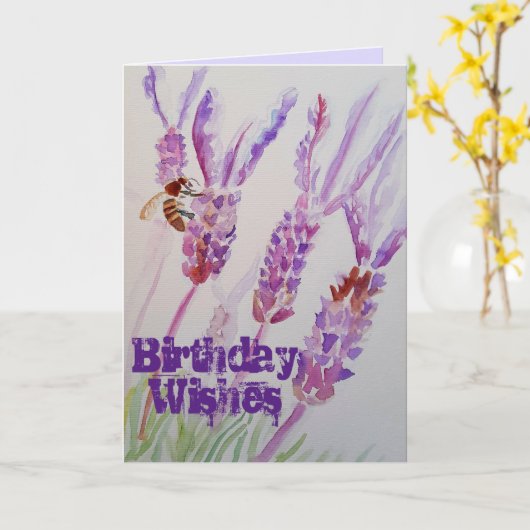 Lavendel Blume und Bienenstromkarte Karte (Gelbe Blume)