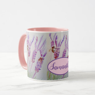 Lavendel Blume und Bienenwasser Geburtstagsfarbe T Tasse