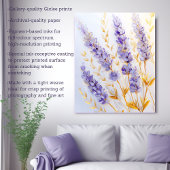 Lavendel-Blume und goldene Blätter Leinwanddruck