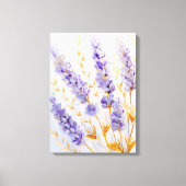 Lavendel-Blume und goldene Blätter Leinwanddruck (Vorderseite)