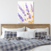 Lavendel-Blume und goldene Blätter Leinwanddruck (Insitu (Schlafzimmer))