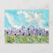 Lavendel-Blume und Wolken Postkarte (Vorderseite)