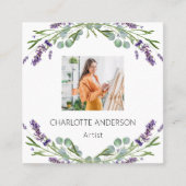 Lavendel Blume Violett Foto QR Code Quadratische Visitenkarte (Vorderseite)