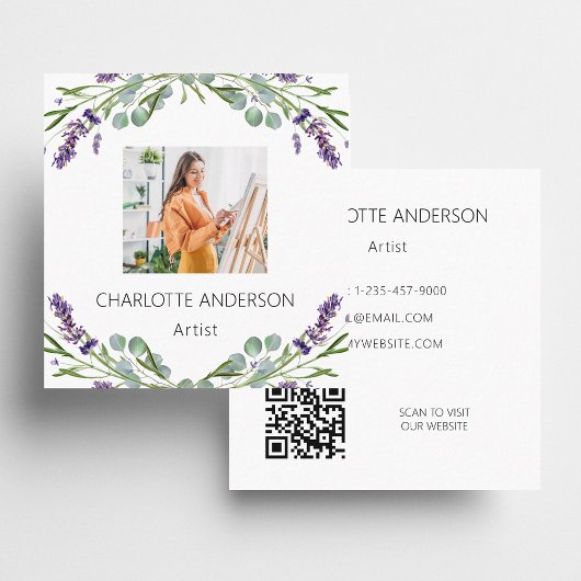 Lavendel Blume Violett Foto QR Code Quadratische Visitenkarte