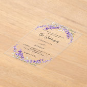 Lavendel Blume Violett Hochzeit klar Acryleinladungen (Ablage )