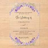 Lavendel Blume Violett Hochzeit klar Acryleinladungen (Vorderseite)