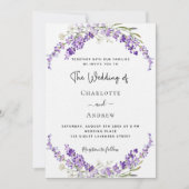 Lavendel Blume Violett Hochzeit Luxus Einladung (Vorderseite)