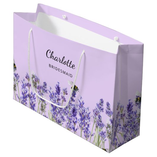 Lavendel Blume violette Brautjungfrau Große Geschenktüte (Vorderseite Schrägansicht)