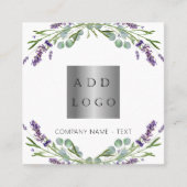 Lavendel Blume violettes Foto Logo QR-Code Quadratische Visitenkarte (Vorderseite)