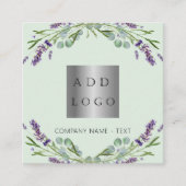 Lavendel-Blume violettes Logo QR-Code Quadratische Visitenkarte (Vorderseite)