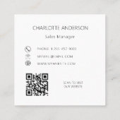 Lavendel Blume violettes Logo QR-Code Quadratische Visitenkarte (Rückseite)