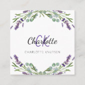 Lavendel-Blume violettes Monogramm Foto QR-Code Quadratische Visitenkarte (Vorderseite)