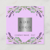 Lavendel-Blume violettes QR-Logo Quadratische Visitenkarte (Vorderseite)