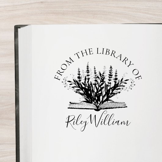 Lavendel-Blume wächst aus dem Buch-Buchzeichen Permastempel