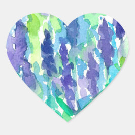 Lavendel Blume Wasserfarbe Herz-Aufkleber