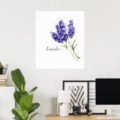 Lavendel-Blume Wasserfarbe Poster (Heimbüro)