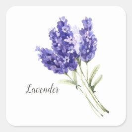 Lavendel-Blume Wasserfarbe Quadratischer Aufkleber
