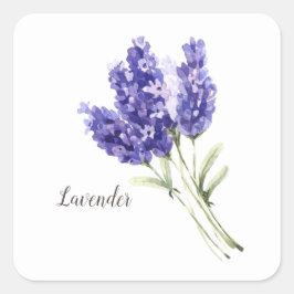 Lavendel-Blume Wasserfarbe Quadratischer Aufkleber