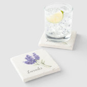 Lavendel-Blume Wasserfarbe Steinuntersetzer (Seitenansicht)