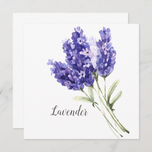 Lavendel-Blume Wasserfarben-Blankenkarte (Vorne/Hinten)
