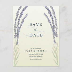 Lavendel Blume Wasserfarben Save the Date gelb Ankündigungspostkarte