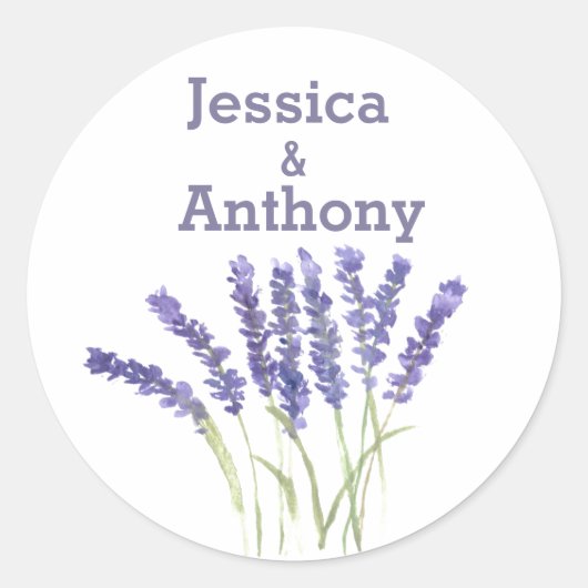 Lavendel-Blume Wasserfarbene, rustikale Kräuter Runder Aufkleber (Vorderseite)