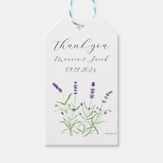 Lavendel Blume Wasserfarbenfrohe Violettverheiratu Geschenkanhänger (Vorderseite)