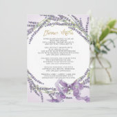 Lavendel Blume Wreath French Gold Dinner Menu Einladung (Stehend Vorderseite)