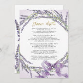 Lavendel Blume Wreath French Gold Dinner Menu Einladung (Vorne/Hinten)