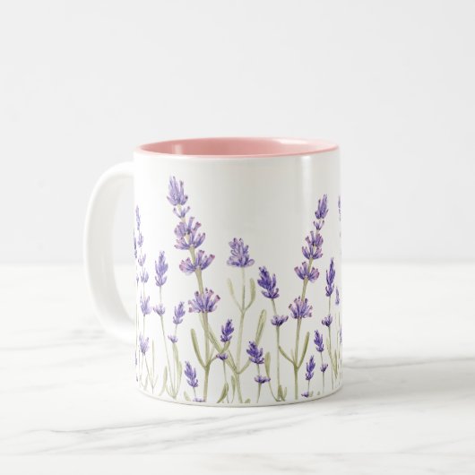 Lavendel-Blume Zweifarbige Tasse (Vorderseite Links)