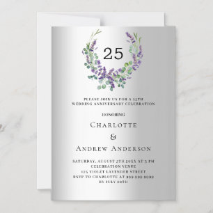 Lavendel Blumen 25. Hochzeitstag Magneteinladung