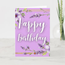 Lavendel-Blumen-Aquarell-Glückwunsch zum Geburtsta