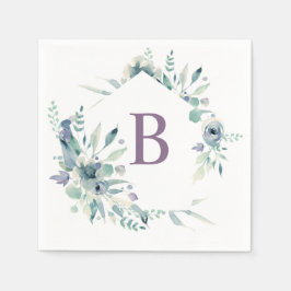 Lavendel-Blumen-Aquarell-Monogramm-Serviette Serviette