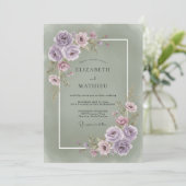 Lavendel-Blumen-Ästhetik-Hochzeit Einladung (Stehend Vorderseite)