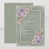 Lavendel-Blumen-Ästhetik-Hochzeit Einladung (Vorne/Hinten)