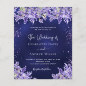 Lavendel Blumen Blauen Hochzeitseinladung (Vorderseite)