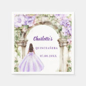 Lavendel Blumen Bogen Kleid Quinceanera Serviette (Vorderseite)